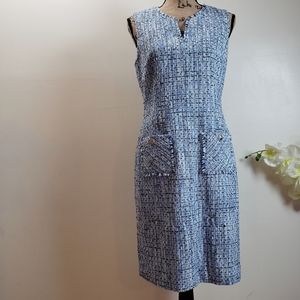 Karl Lagerfeld Paris blue abstract dress V-neck